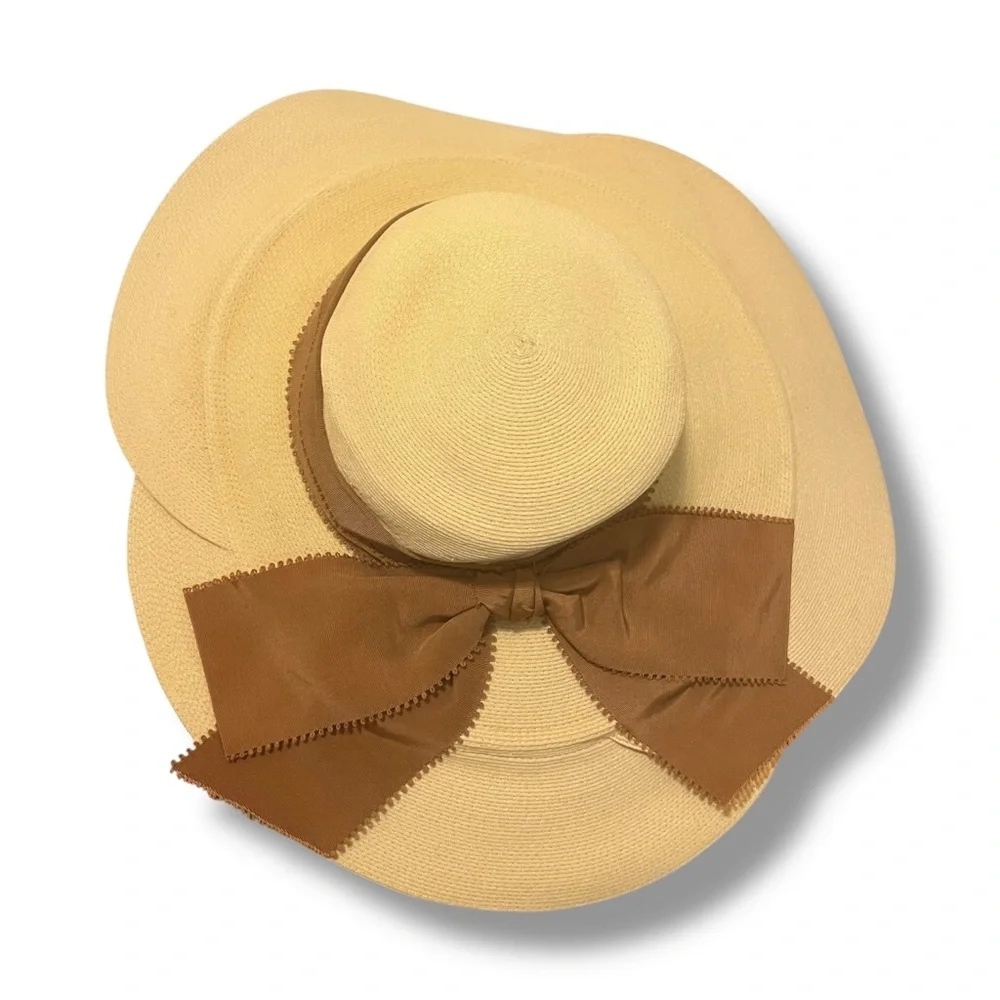 Vintage Stix, Baer & Fuller French Room Wide Brim Raffia Straw Hat - Picture 3 of 8